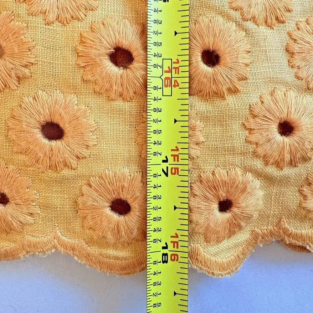 MICHAEL KORS Embroidered Floral Eyelet Linen Skirt | Size 14 Yellow Lined Boho